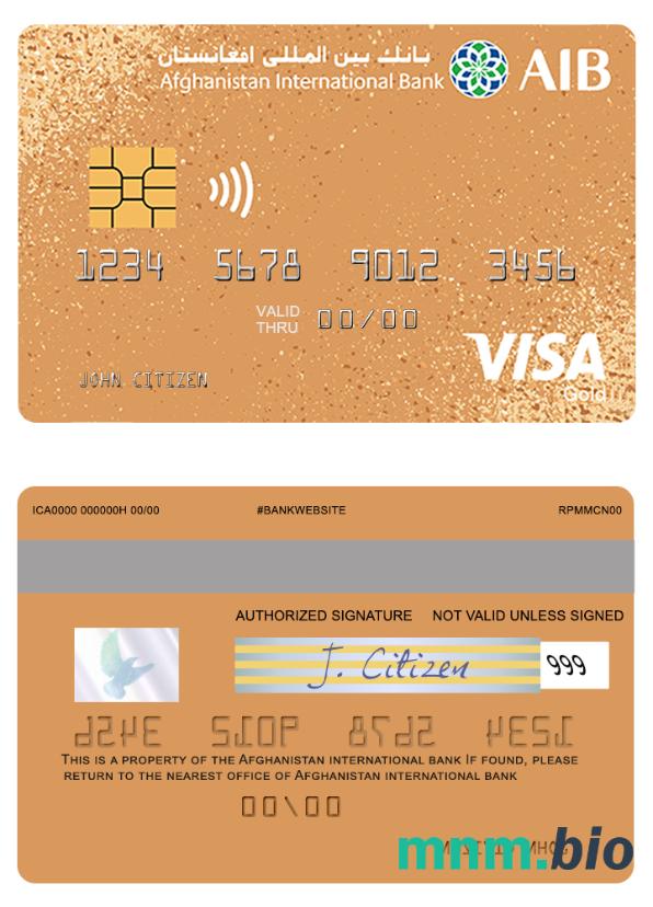 Afghanistan international bank visa złoto prepaid karta przykład w formacie PSD